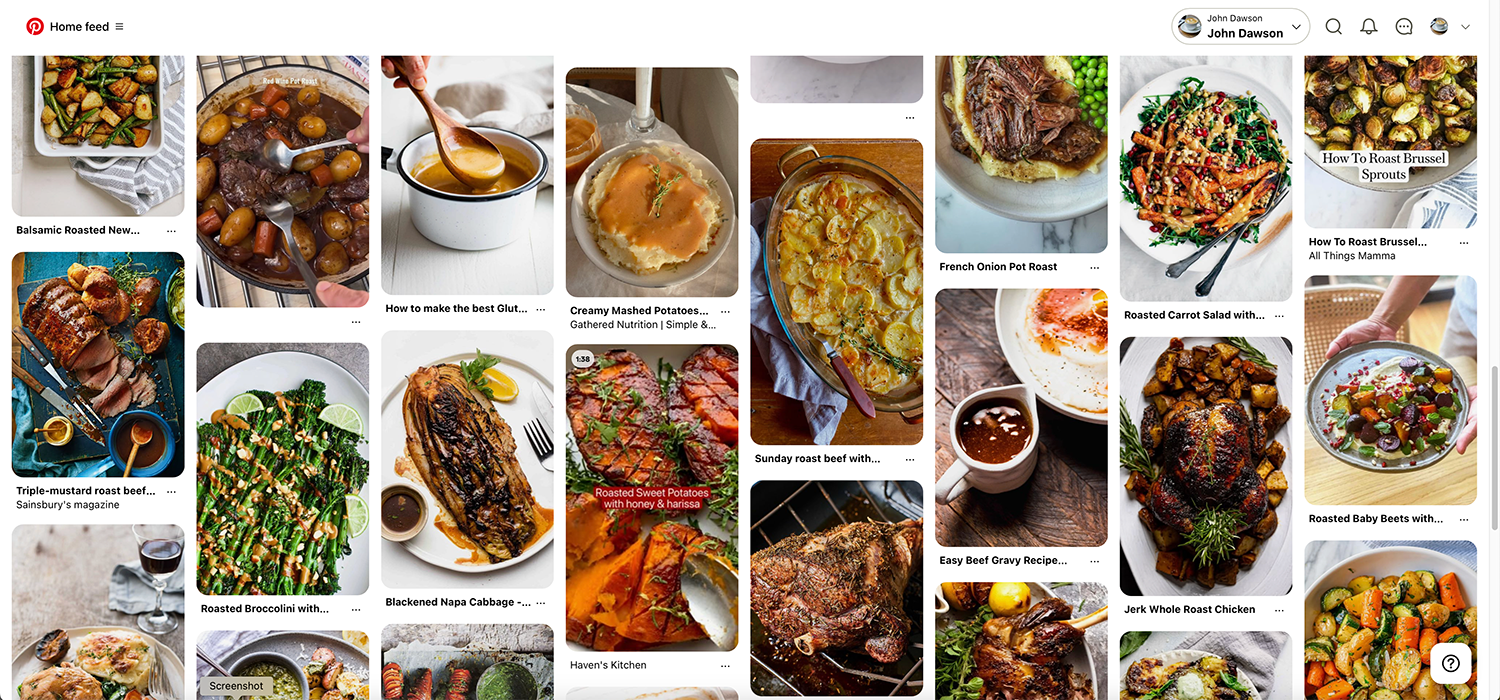 Pinterest feed from the Explore tab.