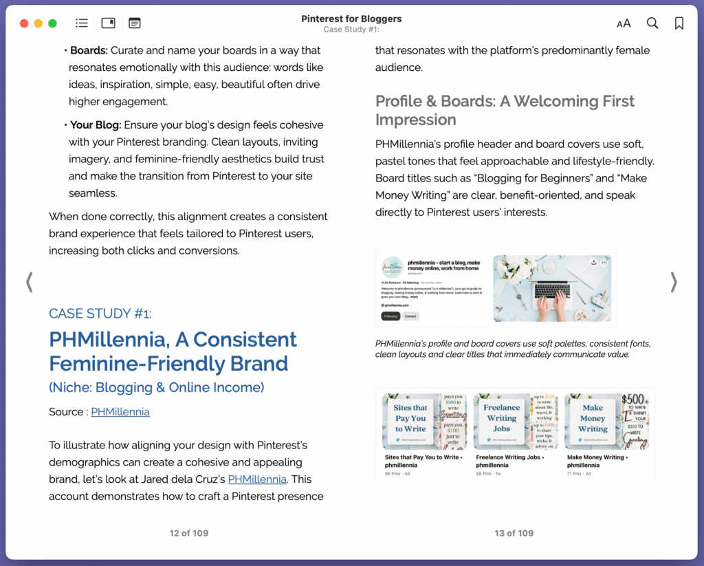 Screenshot of one of the Pinterest Guide spreads